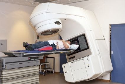 Image of a person receiving radiation therapy.