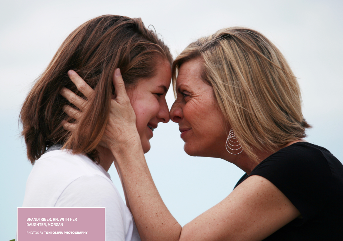 Brandi Riber, RN, with her daughter, Morgan. Photo by Toni Olivia Photography.