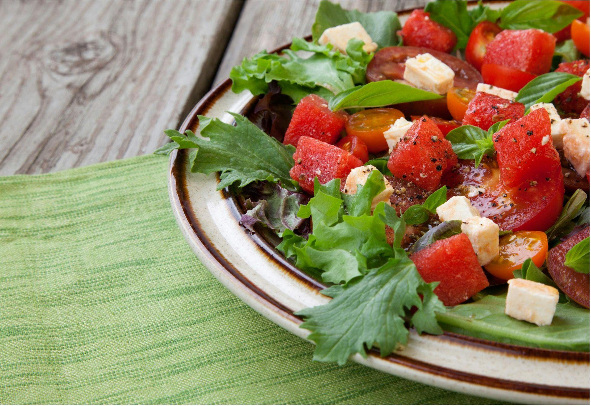Minty tomato and watermelon salad with feta