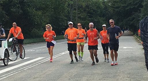 Gelber and fellow runners finishing a Central Park loop during his 200-mile run.