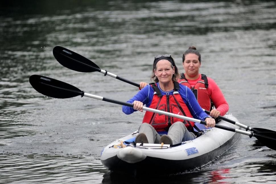 Carolyn Choate seen kayaking with her older daughter, Sydney. - Photo Credit:  Keith R. Stevenson, Pocono Record