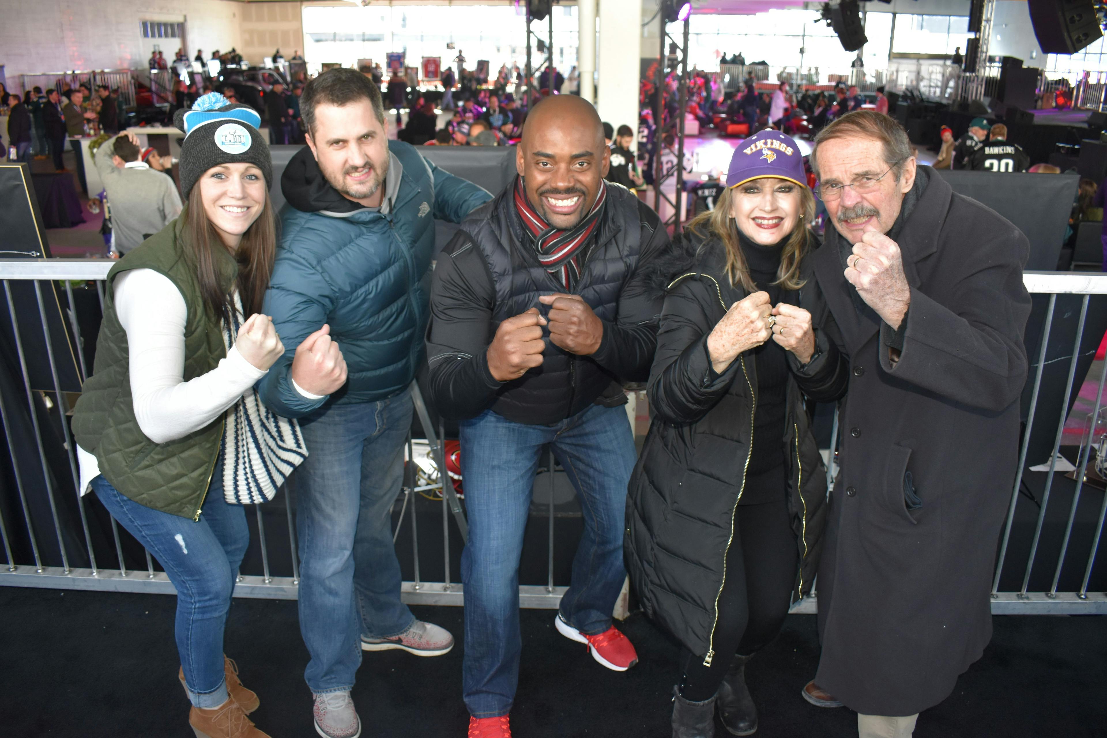  Matt and Jen Arensdorf, founder Chris Draft, and Linda and Jerry Wortman attend Super Bowl LII to help raise awareness and funds for lung cancer.