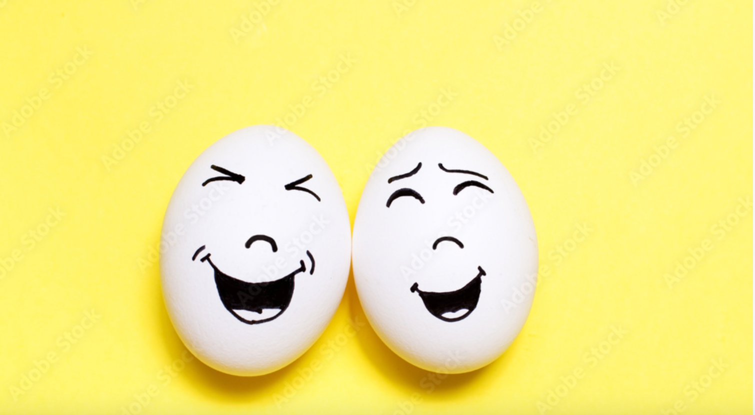 Two eggs with drawn laughing faces on yellow background | Image credit: © - tanchess © - stock.adobe.com 