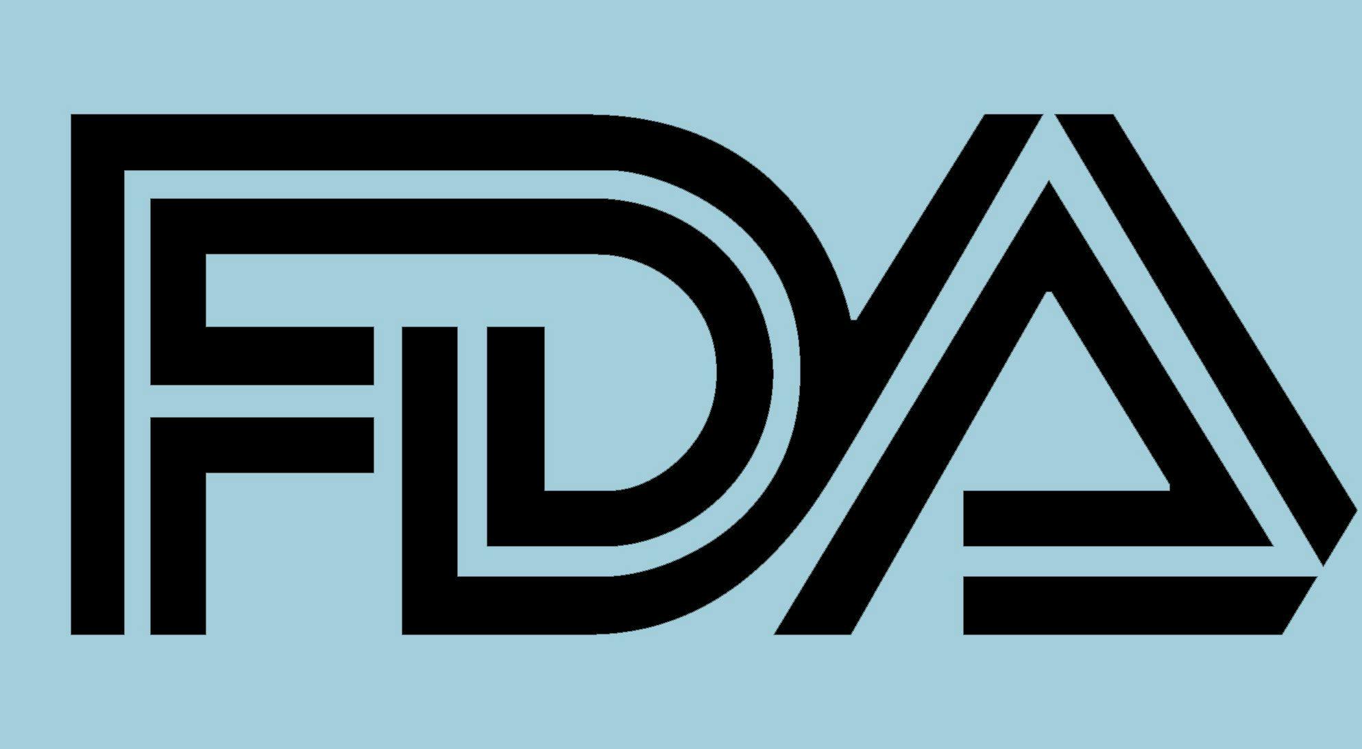 Image of the FDA logo on top of a light blue background.