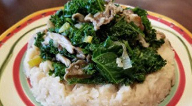 CURE Recipe Swap: Shiitake Mushrooms and Kale Over Smashed White Beans