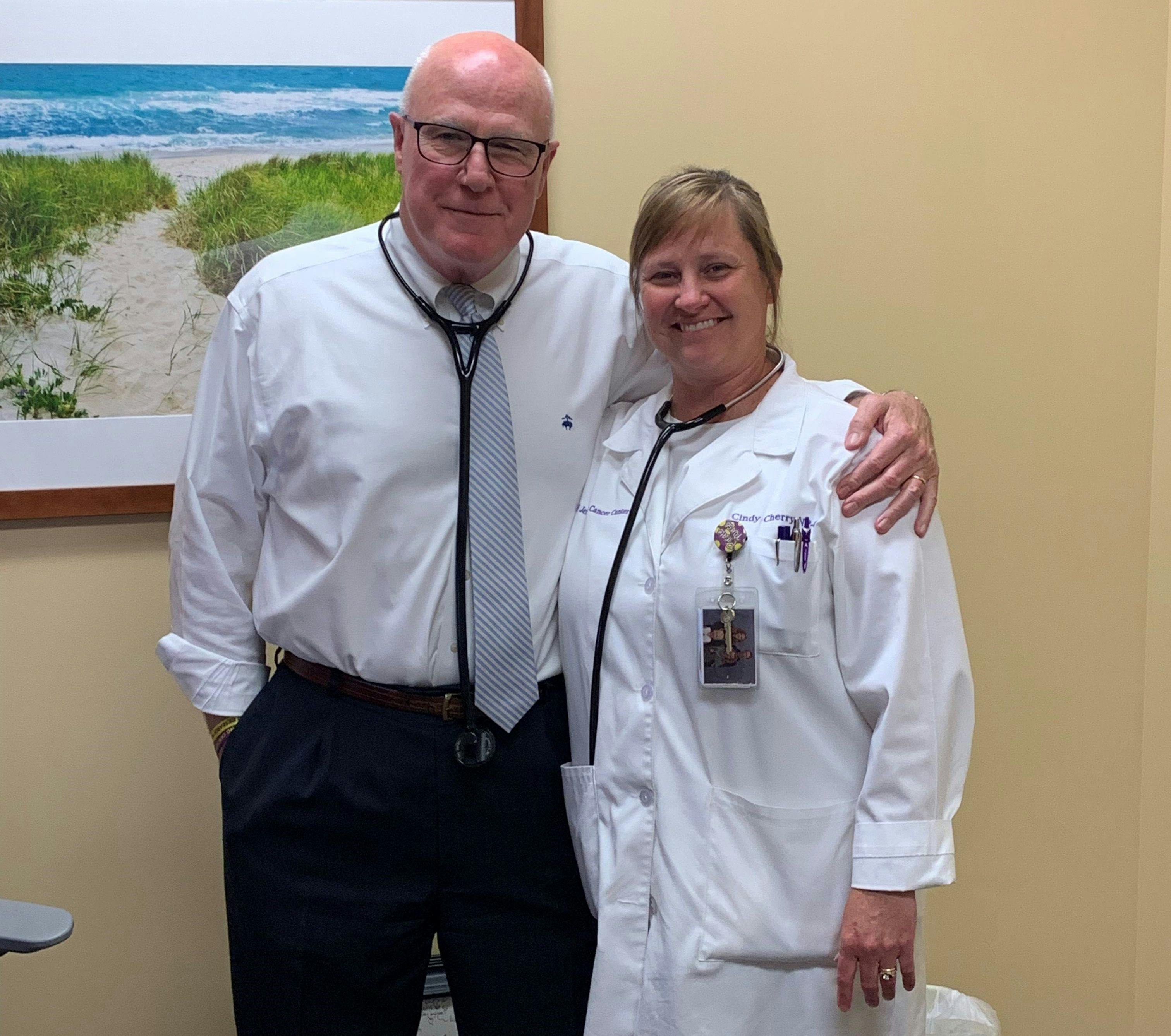 Cindy Cherry, MSN, AGNP-C, on the right with colleague Paul R. Walker, MD, FACP, on the left. Courtesy of Cindy Cherry, MSN, AGNP-C.
