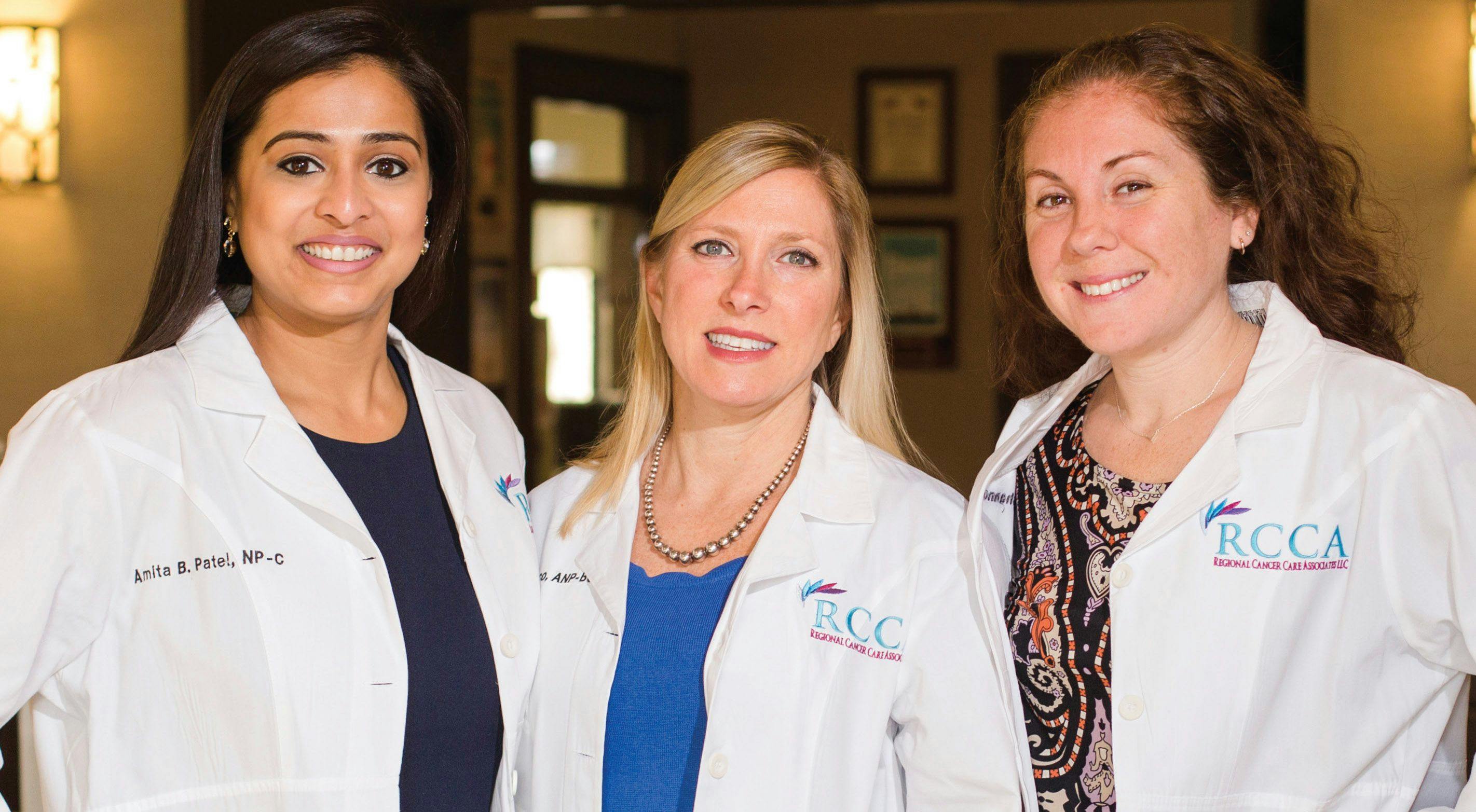From left: Amita Patel, NP-C, AOCNP,
Tina Flocco, APN-BC, AOCNP, and Shannon Woerner, APN, AOCNP
 - PHOTOS BY HEATHER PALECEK