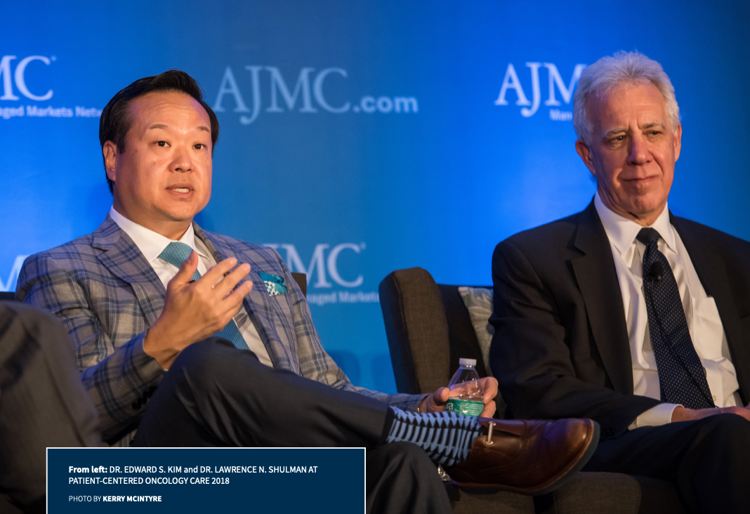 Dr. Edward S. Kim (left) and Dr. Lawrence N. Shulman (right) at Patient-Center Oncology Care 2018. Photo by Kerry McIntyre.