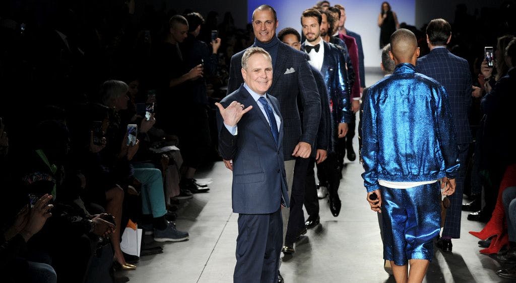 Patient advocate Todd Seals walks in the annual Blue Jacket Fashion Show