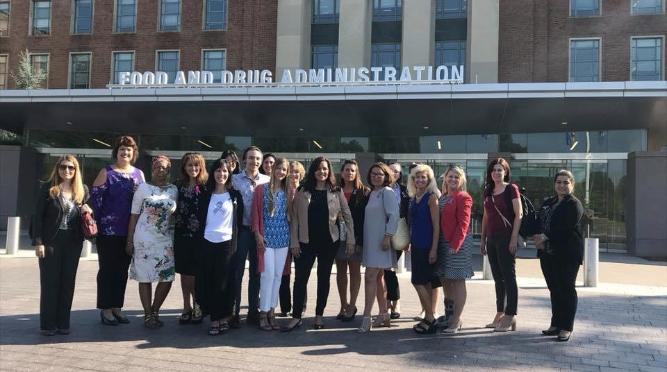 Patient advocates, including Michelle Forney and Jennifer Cook (third and second from right), met with the FDA in September 2018 to discuss BIA-ALCL and other implant-related issues (photo courtesy of Jennifer Cook)