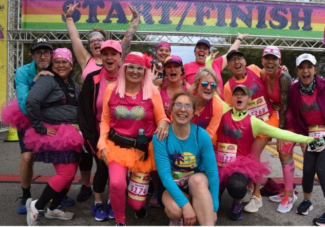 Runners of all different skill sets come together to raise funds for research and financial support for people affected by breast cancer. 